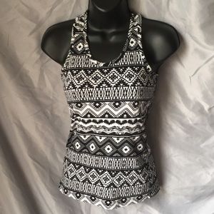 Black and white tribal Aztec print tank